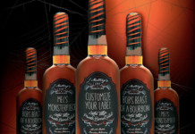 Halloween whiskey bottles with J. Mattingly 1845 Distillery